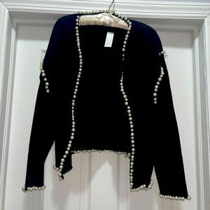 Pearl trim cardigan sweater